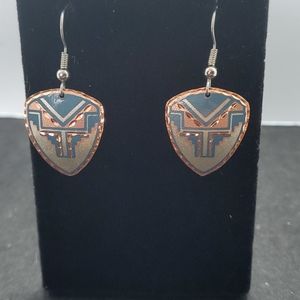Rose Gold Tone w/Blue Earrings